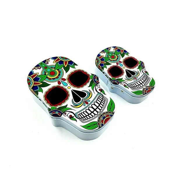 Day of the Dead Dia de los Muertos Sugar Skull Set of Storage Tins Large/Small - Picture 2 of 3